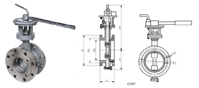 雙偏心四氟密封蝶閥 D343H、D343Y 型 PN6~PN40